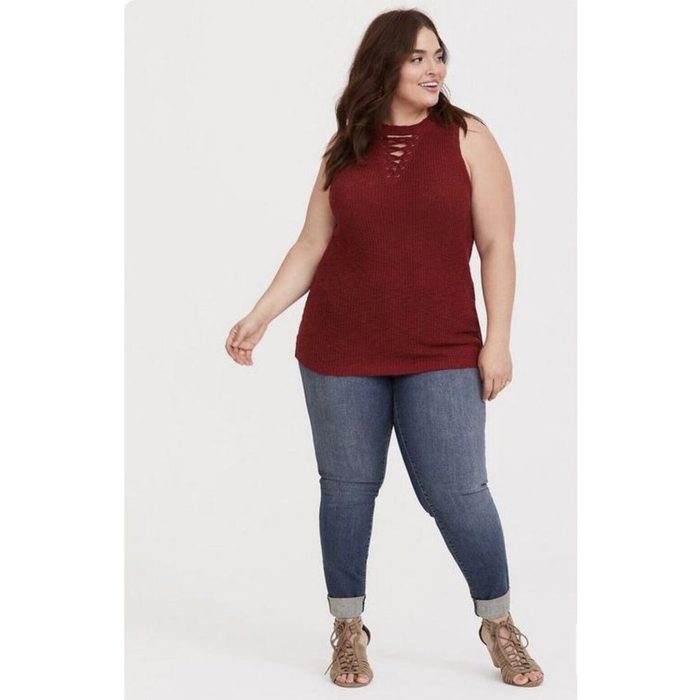 Torrid Copper Lattice Sweater Tank  - Size 6X - Burgundy